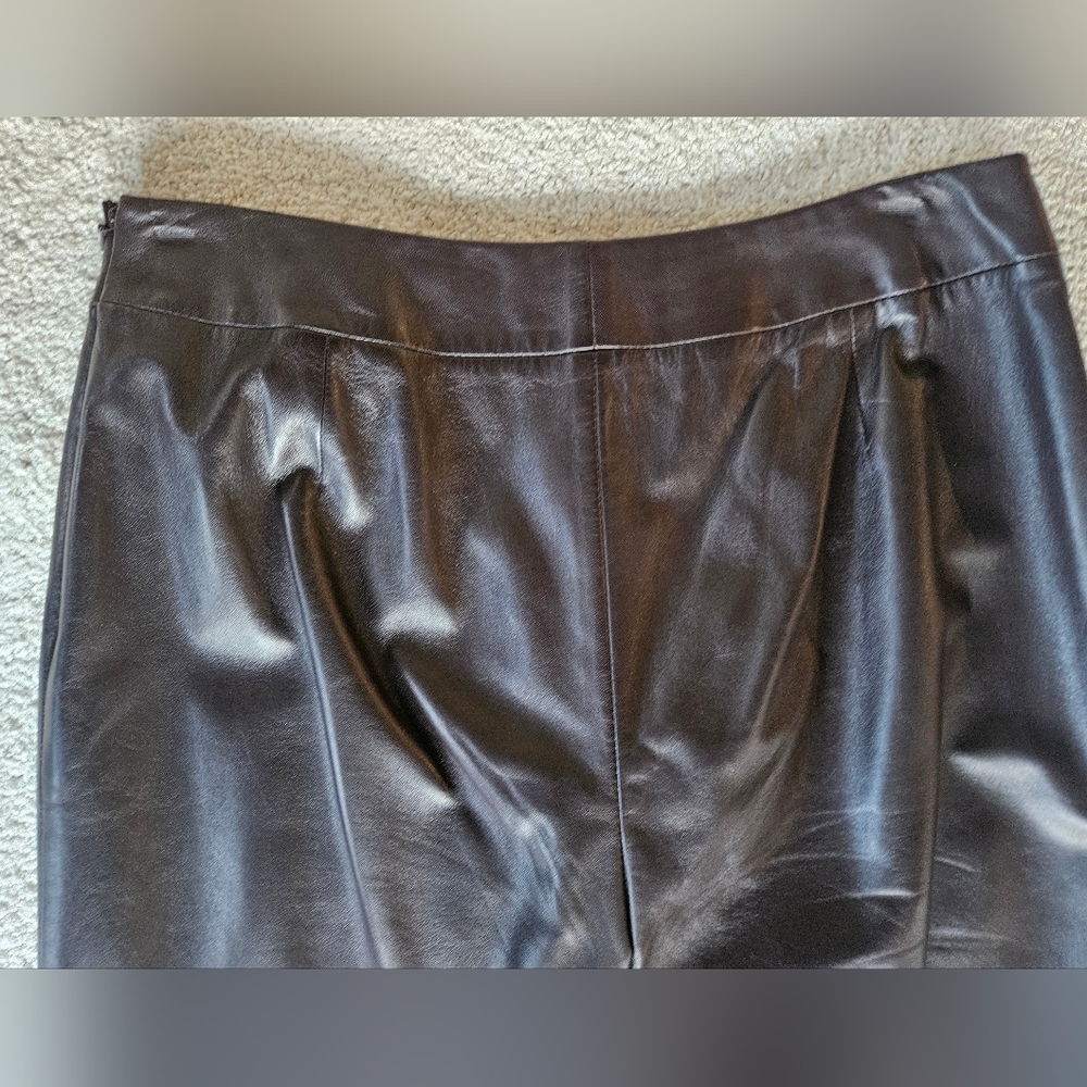 VTG DANA BUCHMAN Chocolate Brown Leather Pants | SZ 6P - Picture 7 of 12